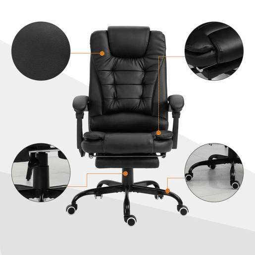 Vinsetto Cadeira de Massagem com 7 Pontos de Massagem Cadeira de Escritório Reclinável com Altura Ajustável Apoio para os Pés e Controlo Remoto 67x79x111-121 cm Preto Vinsetto Cadeira de Massagem com 7 Pontos de Massagem Cadeira de Escritório Reclinável com Altura Ajustável Apoio para os Pés e Controlo Remoto 67x79x111-121 cm Preto