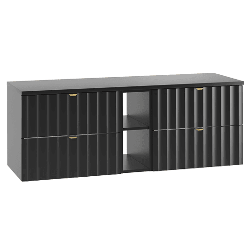 Móvel de toucador 140cm 2 nichos móvel Lexa Preto