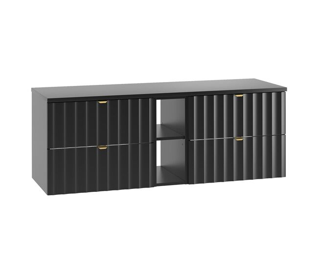 Mueble bajo lavabo 140cm 2 compartimientos encimera lexa negro
