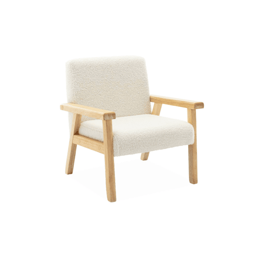 Cadeirão para crianças escandinavo, madeira de hevea, boucle, Isak kids, Branco, 47x43.5x50 cm