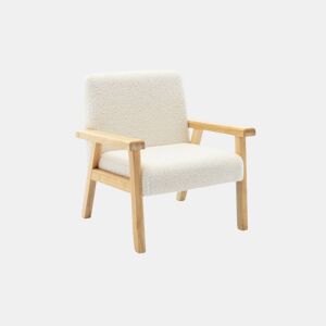 Cadeirão para crianças escandinavo, madeira de hevea, boucle, Isak kids, Branco, 47x43.5x50 cm