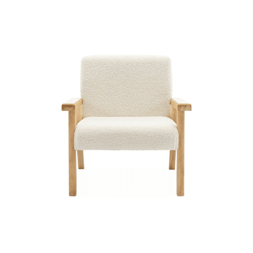 Cadeirão para crianças escandinavo, madeira de hevea, boucle, Isak kids, Branco, 47x43.5x50 cm