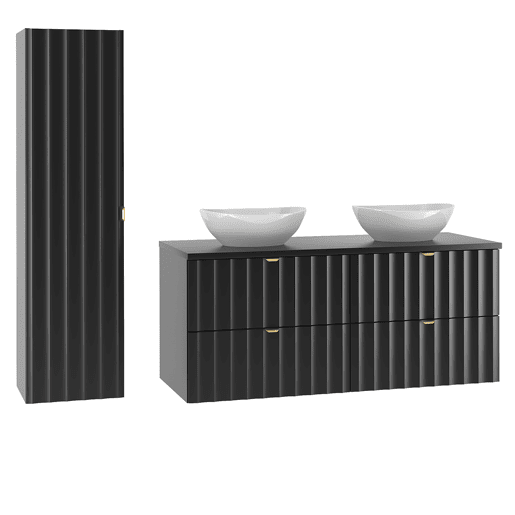 Móvel de toucador duplo 120 cm com coluna Lexa Preto