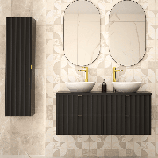 Móvel de toucador duplo 120 cm com coluna Lexa Preto