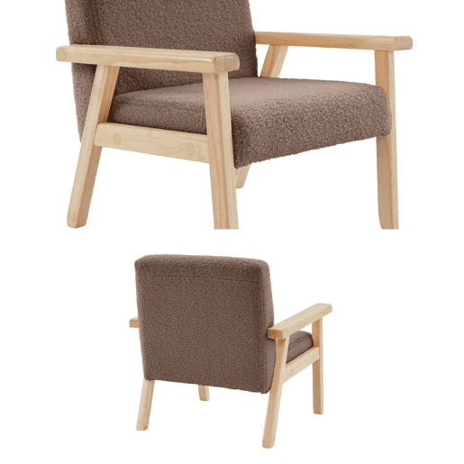 Cadeirão para crianças escandinavo, madeira de hevea, boucle, Isak kids, Taupe, 47x43.5x50 cm