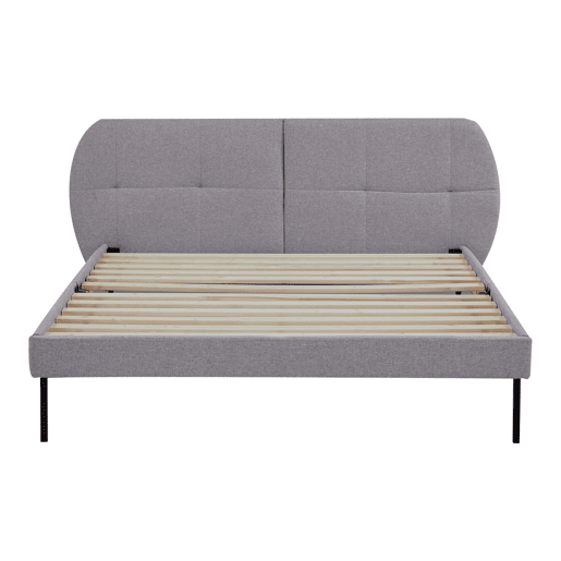 Cama estofada Porvoo com cabeceira têxtil 140x200cm - Cinzento en.casa