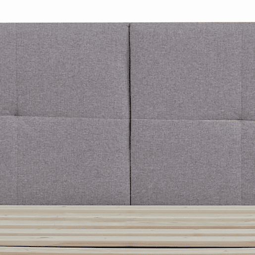Cama estofada Porvoo com cabeceira têxtil 140x200cm - Cinzento en.casa