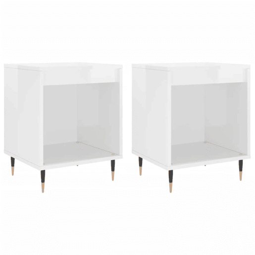 vidaXL Mesa de cabeceira 2 pcs derivados de madeira branco brilhante