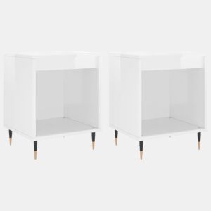 vidaXL Mesa de cabeceira 2 pcs derivados de madeira branco brilhante