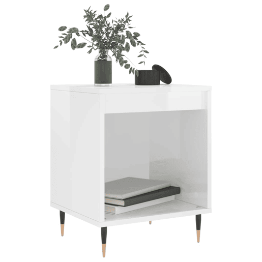 vidaXL Mesa de cabeceira 2 pcs derivados de madeira branco brilhante
