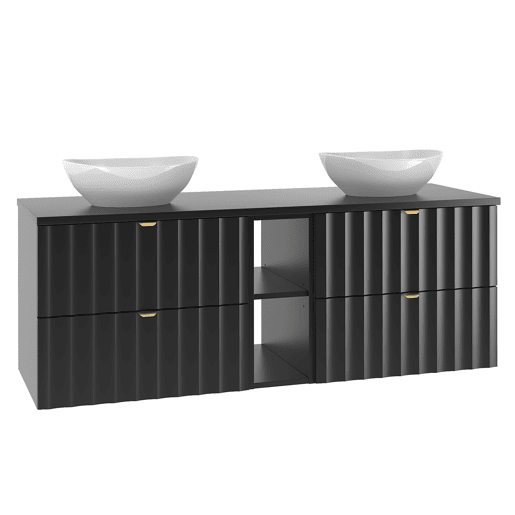Móvel de toucador duplo 140cm 2 nichos Lexa Preto