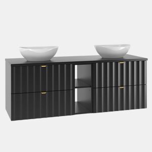 Móvel de toucador duplo 140cm 2 nichos Lexa Preto