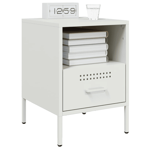 vidaXL Mesa de cabeceira 36x39x50,5 cm aço branco vidaXL Mesa de cabeceira 36x39x50,5 cm aço branco