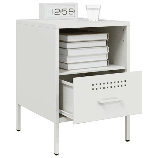 vidaXL Mesa de cabeceira 36x39x50,5 cm aço branco vidaXL Mesa de cabeceira 36x39x50,5 cm aço branco