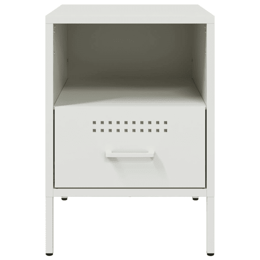 vidaXL Mesa de cabeceira 36x39x50,5 cm aço branco vidaXL Mesa de cabeceira 36x39x50,5 cm aço branco