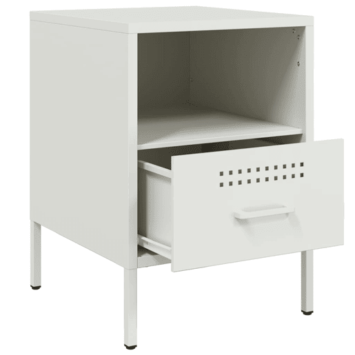 vidaXL Mesa de cabeceira 36x39x50,5 cm aço branco vidaXL Mesa de cabeceira 36x39x50,5 cm aço branco