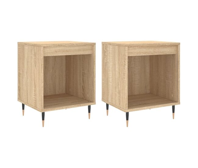 Vidaxl mesitas noche 2 uds madera ingeniería roble sonoma 40x35x50 cm