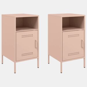 vidaXL Mesas de cabeceira 2 pcs 36x39x68 cm aço rosa