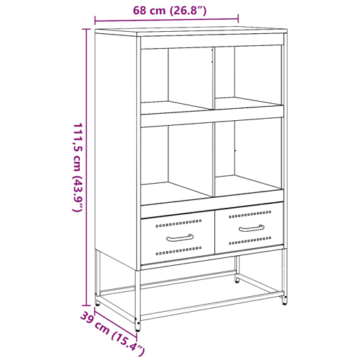 vidaXL Móvel alto 68x39x111,5 cm aço preto
