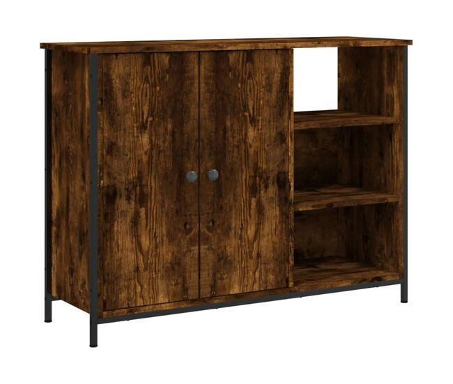 Vidaxl aparador de madera de ingeniería roble ahumado 100x33x75 cm