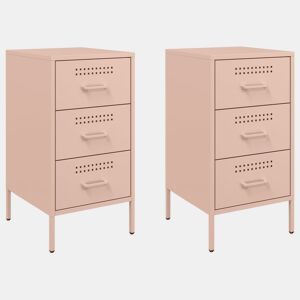 vidaXL Mesas de cabeceira 2 pcs 36x39x68 cm aço rosa