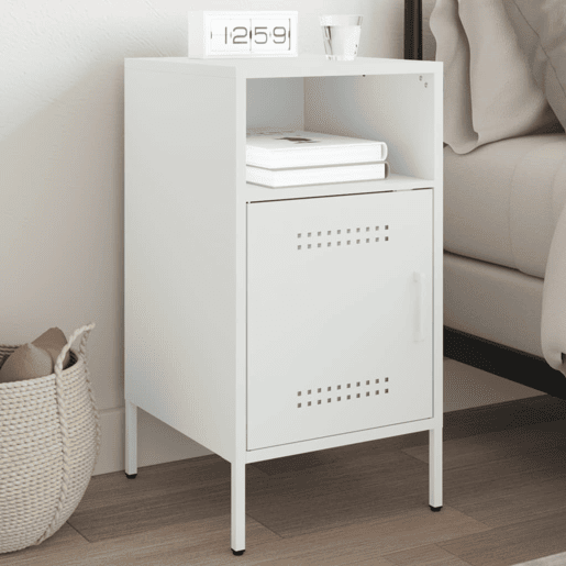 vidaXL Mesa de cabeceira 36x39x68 cm aço branco