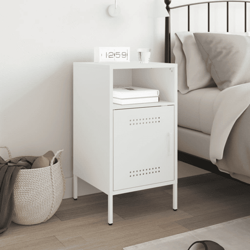 vidaXL Mesa de cabeceira 36x39x68 cm aço branco