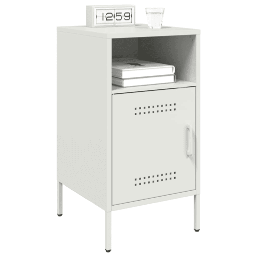 vidaXL Mesa de cabeceira 36x39x68 cm aço branco