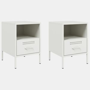 vidaXL Mesas de cabeceira 2 pcs 36x39x50,5 cm aço branco
