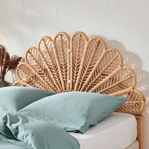 Cabeceira de vime natural, Anggun, 140x6x115 cm