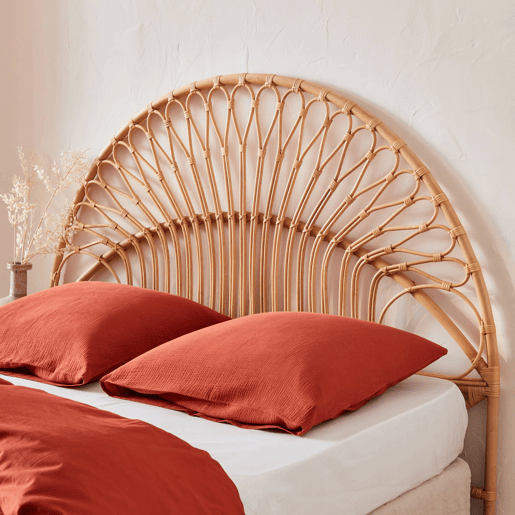 Cabeceira de vime natural, Malacca, 160x3x130 cm