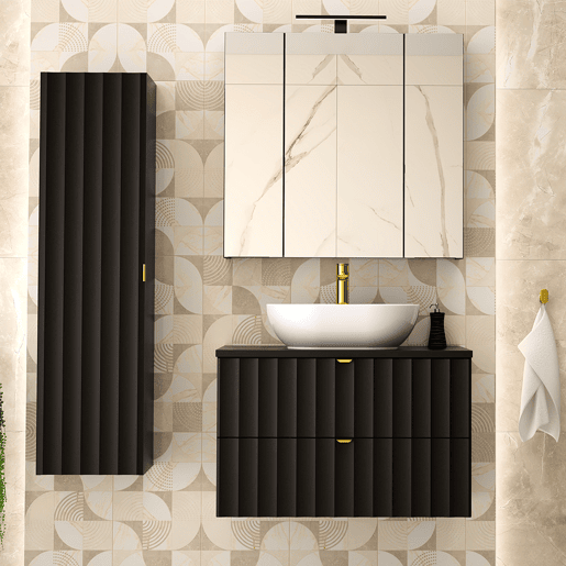 Móvel de toucador simples 80 cm com coluna Lexa Preto