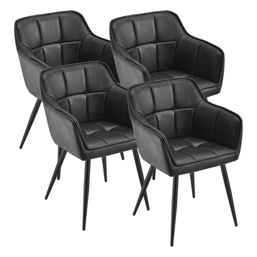 Conjunto de 4 cadeiras de jantar Birmingham com braços 81x57x53 cm - Preto en.casa