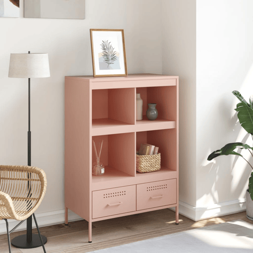 vidaXL Móvel alto 68x39x101,5 cm aço rosa