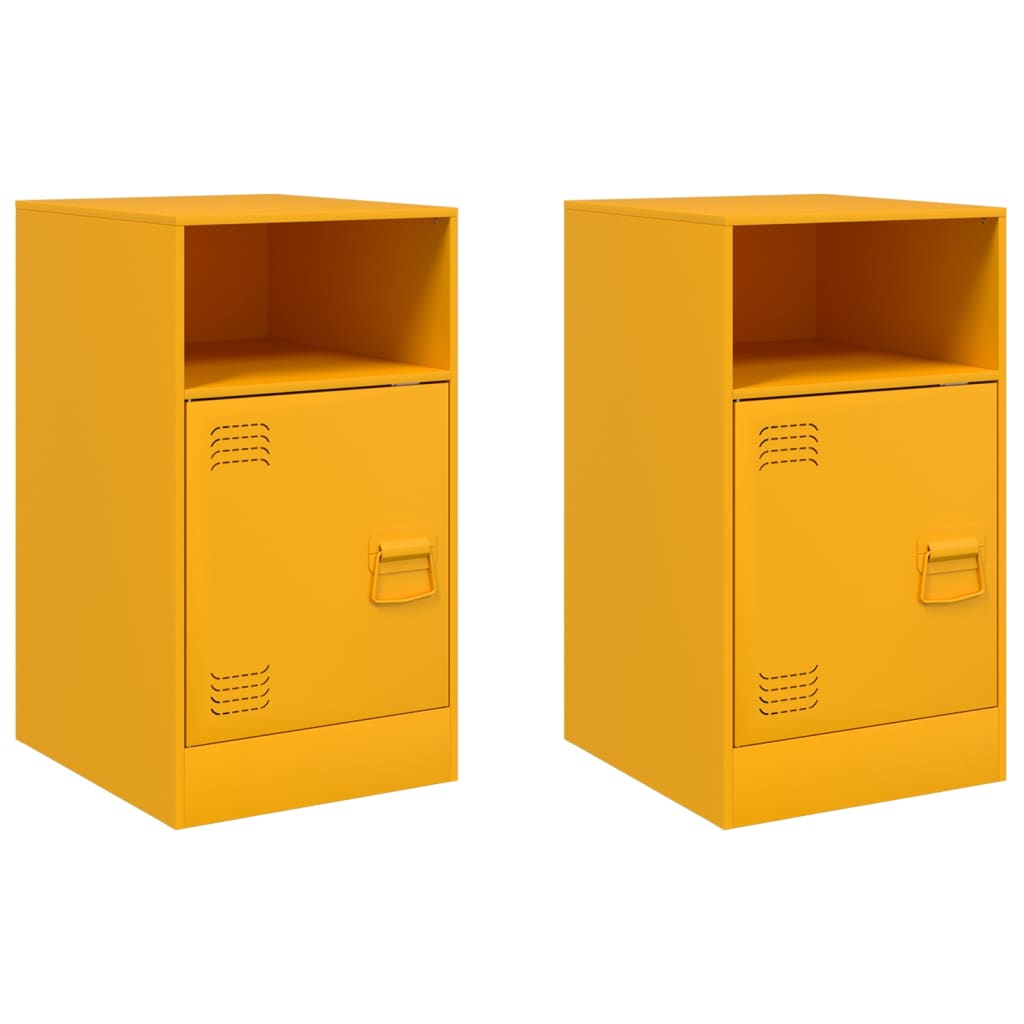Vidaxl mesitas de noche 2 uds acero amarillo mostaza 34,5x39x62 cm