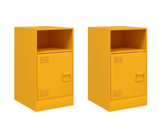 Vidaxl mesitas de noche 2 uds acero amarillo mostaza 34,5x39x62 cm