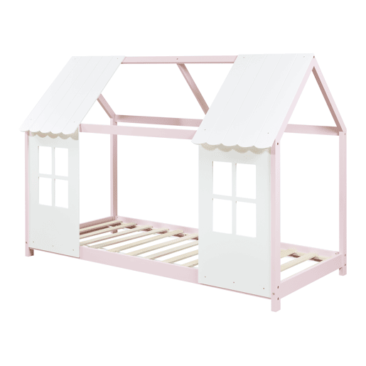 Cama de criança Tostedt em forma de casinha 90x200 cm - RosaBranco en.casa