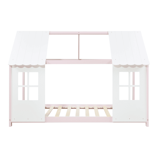 Cama de criança Tostedt em forma de casinha 90x200 cm - RosaBranco en.casa
