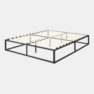 Cama de metal Kreta com base resistente 160cm x 200cm - Preto en.casa