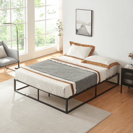 Cama de metal Kreta com base resistente 160cm x 200cm - Preto en.casa