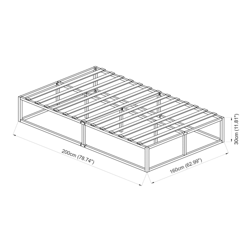 Cama de metal Kreta com base resistente 160cm x 200cm - Preto en.casa