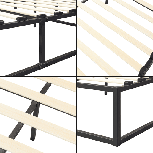Cama de metal Kreta com base resistente 160cm x 200cm - Preto en.casa