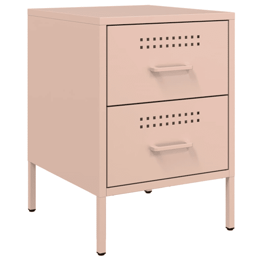 vidaXL Mesa de cabeceira 36x39x50,5 cm aço rosa
