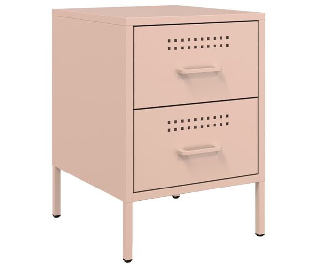 Vidaxl mesita de noche de acero rosa 36x39x50,5 cm