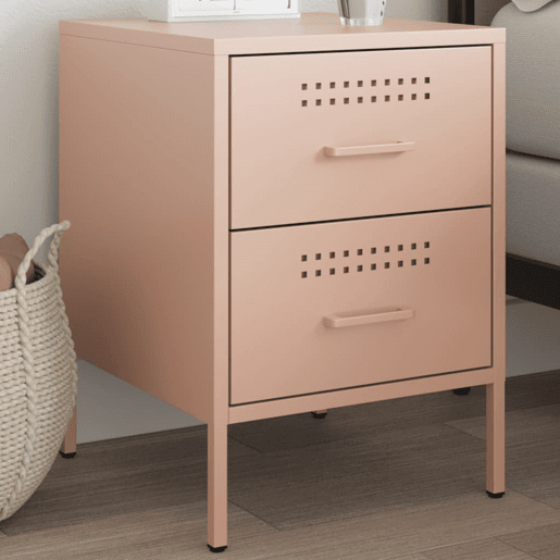 vidaXL Mesa de cabeceira 36x39x50,5 cm aço rosa