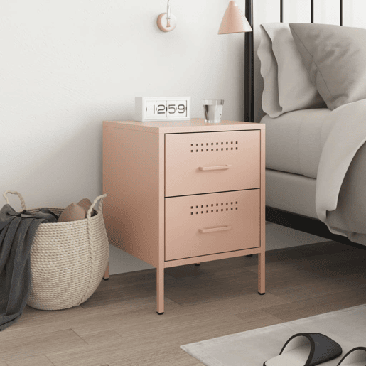 vidaXL Mesa de cabeceira 36x39x50,5 cm aço rosa