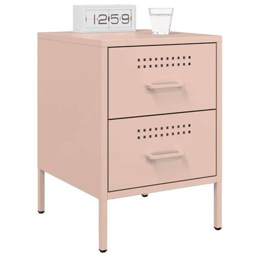 vidaXL Mesa de cabeceira 36x39x50,5 cm aço rosa