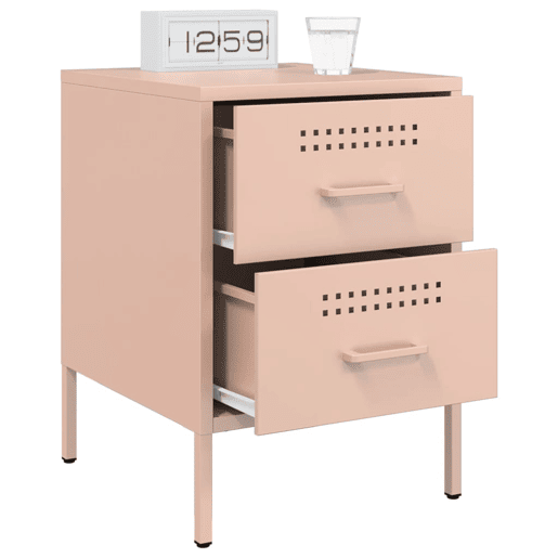 vidaXL Mesa de cabeceira 36x39x50,5 cm aço rosa