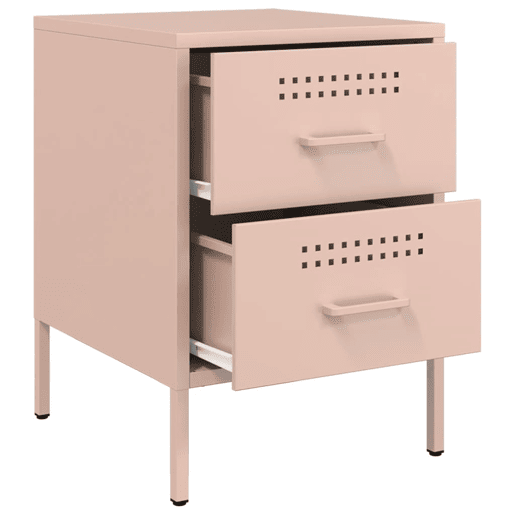 vidaXL Mesa de cabeceira 36x39x50,5 cm aço rosa