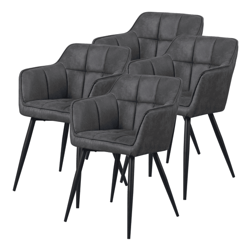 Conjunto de 4 cadeiras de jantar Birmingham com braços 81x57x53 cm - Cinzento escuro en.casa